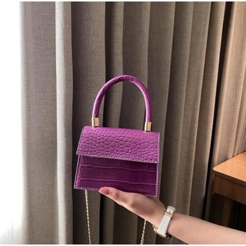 Crossbody Bags For Women Solid Color Crocodile Pattern Handbags Quality Pu Leather Retro Small Ladies Shoulder Messenger Bags