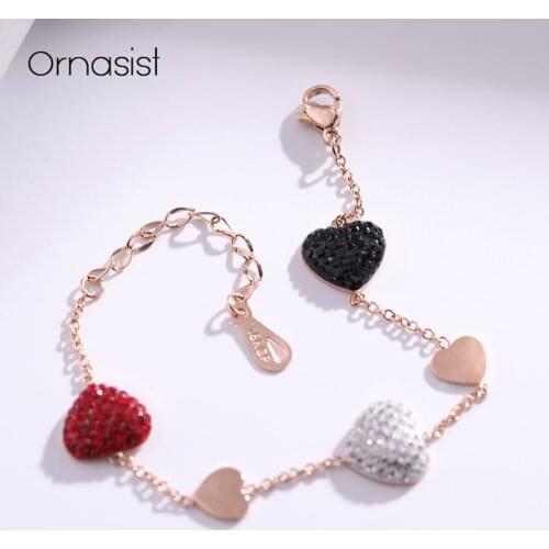Fashion Temperament Stainless Steel Love Jewelry Titanium Steel Ladies Crystal Bracelet Bracelet Girlfriends Jewelry