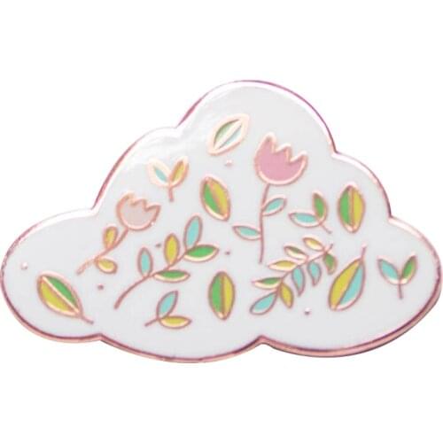 Flower Cloud Rose Gold Hard Enamel Pin
