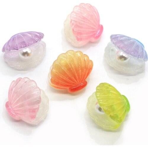 10Pcs Imitation Pearl Scallop Flatback Resin Cabochon Kawaii DIY Resins Accessories for Phone Case Decoration Scrapbooking Craft