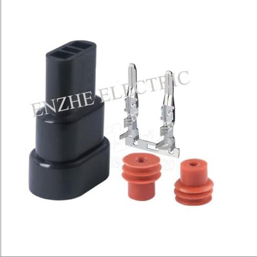 100SET auto male Connector plug terminla auto 2 pin HID Harness connector wiring harness plug DJ9005 Single slot Double slot