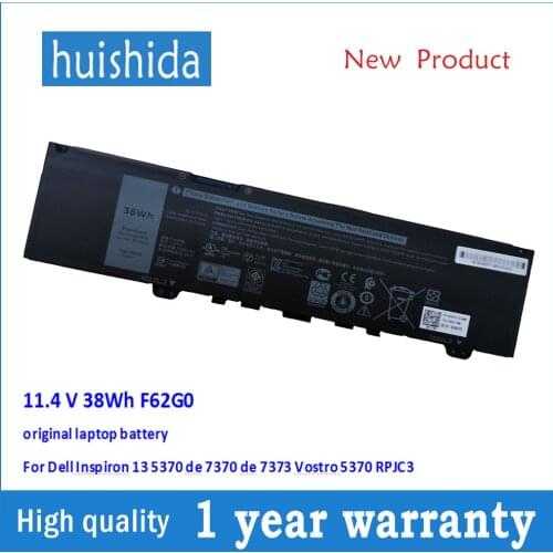 11,4 V 38WH F62G0 new original RPJC3 39DY5 laptop battery for DELL Inspiron 13 5370, 7370, 7380, 7386 series