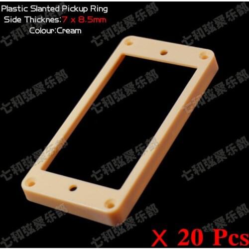 20 Pcs 7mmx8.5mm Cream Plastic Slanted Double Coil Pickup Ring for Electric Guitar, Guitar parts