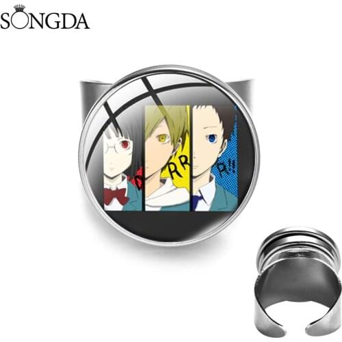 2020 Cabochon Durarara!! Cosplay Unisex Resizable Opening Ring Party Gift Handmade Jewelry Men Anime Photo Open Ring Round Glass