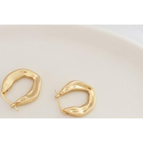 2021 Copper Geometric Hollow Hoop Huggie Earrings For Women Golden Oval Square Heart Earrings Statement Jewelry