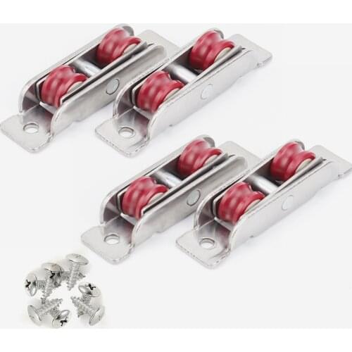 4 Pcs/lot stainless steel door window silent nylon pulley slot wheel sliding door fittings glass door sliding rollers