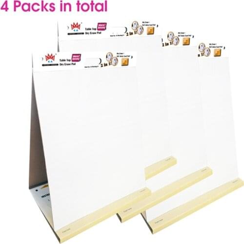 4 Packs 4A Super Sticky Table Top Dry Erase Pad 2 In 1,Meeting Pad,20X23 Inches,Large Size,25 Sheets/Pad,4A Meeting 52