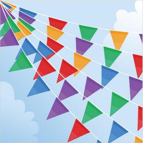 70m/lots Fabric Party Bunting Colorful Flags Banner For Party Wedding Outdoor Event Store Opening Pennants road Decoration