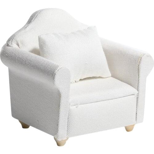 White 1:12 Sofa Armchair Dollhouse Miniatures Furniture Model Decor