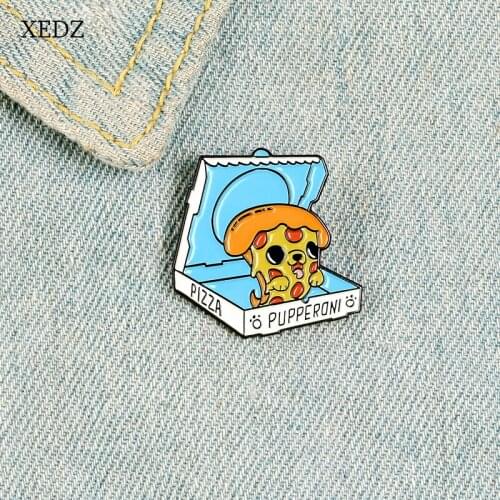 XEDZ Fashion cute cartoon pizza gift box brooch animal pizza elf selling cute badge denim clothes pendant jewelry gift