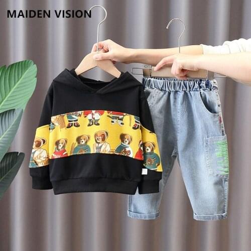 Childrens wear spring Kid Boy Girl Clothing Hoodie Tracksuit Cartoon printing Sets Infant Clothes Baby Jeans 1 2 3 4 5 Years