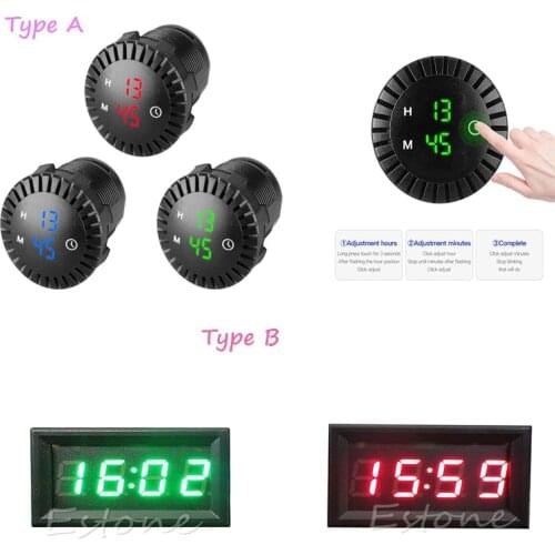 12V/24V Automotive Car Boat Truck Motorcycle 24hours Touch Digital Clock Waterproof LED Display Car Panel Electronic Clock