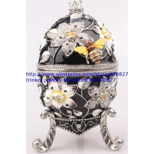 Faberge Egg Trinket Jewelry Box with a Pearl on Top for Sale