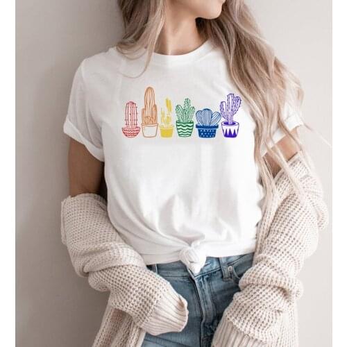 LGBTQ Cactus Shirt Gay Pride Tshirt Lesbian Tee Queer Gift Women Harajuku Graphic T Shirts Unisex Cute Casual Tees Tops