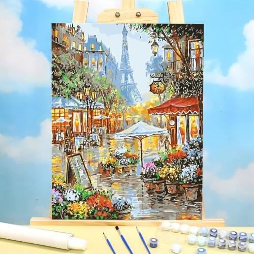 Scenery Street Landscape Painting By Numbers Set Acrylic Paints 50*70 Paiting By Numbers Decorative Paintings For Handiwork