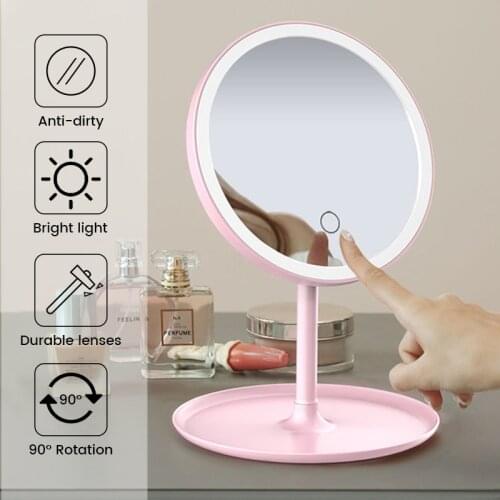 Makeup Mirror With LED Light Professional Lamp Beads Makeup Mirror Adjustable Touch Dimmer Mirror Table Desk Cosmetic Mirror