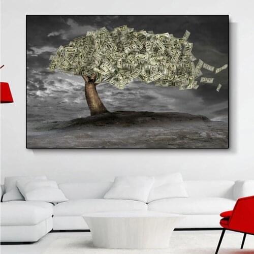 Dollar Money Tree Fantasy Wall Painting Posters and Prints Millionaire Pictures for Living Room Decoration Vintage Room Decor