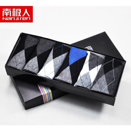 Nanjiren 6 pairs of boxed spring and summer casual socks mens fine cotton thin cotton socks mid-tube business mens socks