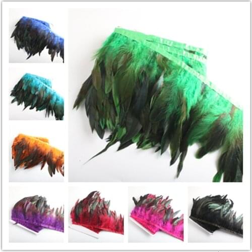 Wholesale 13-18CM Natural Chicken Rooster Tail Feather Trims Wedding Dress Skirt Party Clothing Decoration DIY Craft Feathers
