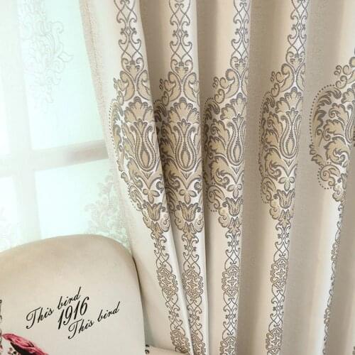 Grey Blackout Curtains for living room bedroom windows treatment luxruy Jacquard thick curtain