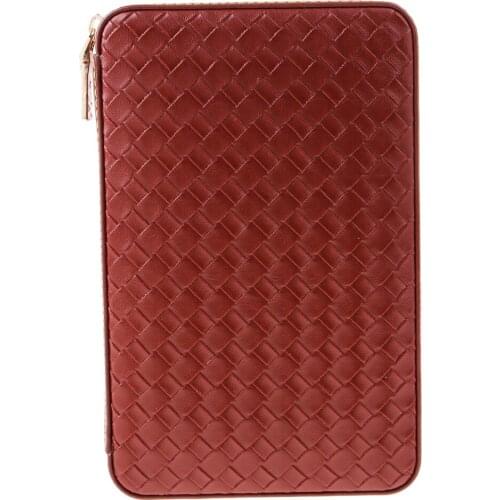 Portable Travel Cigar Case Box Leather and Cedar Wood Cigar Humidor - Brown