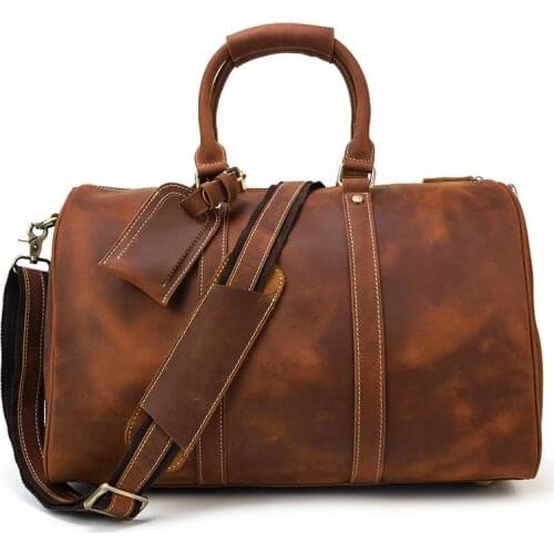 Casual Genuine Leather Handbag Men Women Travel Bag Real Cow Leather Carry Hand Luggage Bags Male Business Travel Shoulder Bag