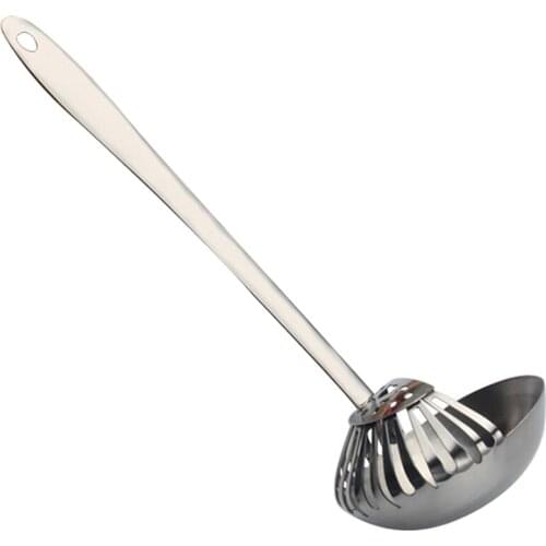 Professional 2 In 1 Soup Kitchen Pan Hot Pot Spoon Ladle Colander With Filter Strainer