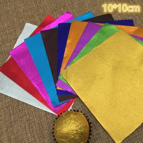 Retail 600Pcs/Lot 10*10cm 3.93"x3.93" Multi Colored Foil Wrapper For Chocolates Sweet Packaging Paper Square Colorful Tin Foil