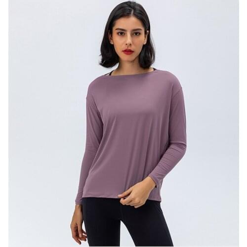 SALSPOR Women Yoga Shirts Solid Quick Dry Longlseeve Trainning Fitness Loose Tops Outdoor Cycling Running Sport Female Shirts