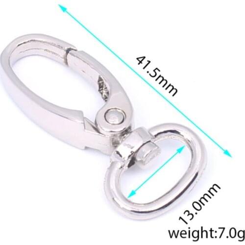 Silver Lobster Clasps Bag Clothes Accessories DIY Sewing Buckles Swivel D Key Clasp Keyring Snap Hook Bag Keychain 13mm