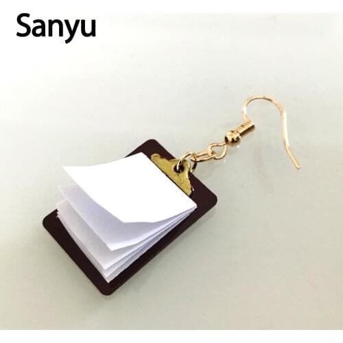 2018 New Arrival 1 Piece Handmade Exercise Book Drop Earrings Fashion Lovely Fun Earrings for Women Girl Busy Book Funny Brincos