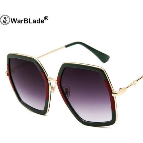 WarBLade 2020 Fashion Luxury Brand Oversized Square Sunglasses Women Men Brand Designer Frame Sun Glasses For Female Green Red