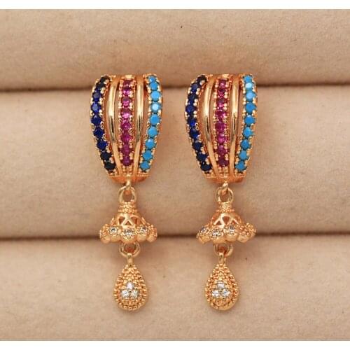 Trendy Gold Plated Copper Stud Earrings Green Waterdrop Zirconia For Women Fashion Jewelry Accessories Wedding Anniversary Gifti