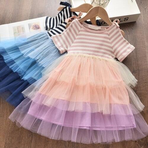 Spring Girls Dress Lace Meah Three Layers Sweater Dress Half Sleeve Children Clothing Kids Party Dresses Birthday Present