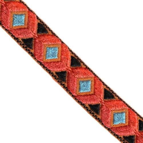 ZERZEEMOOY 3/4'' 20mm 5yard/lots 100% polyester Oorange Geometric Ethnic Embroidered Jacquard Ribbons Trim DIY For Dog Collar