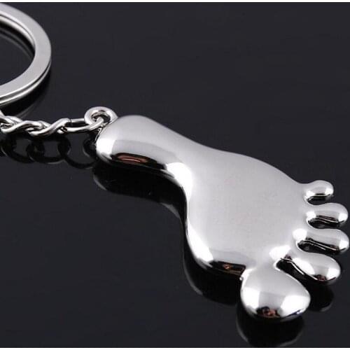 Alloy Vintage New Silver Smooth Footprints Key Rings Fashion Cool Simple Keychain Pendant Gift For Friends 10PCS 2018