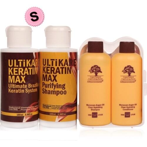 100ml 8% Formalin Brazilian Keratin Hair Treatment High Quality +100ml Purifying Shampoo+100ml Free Travel Set