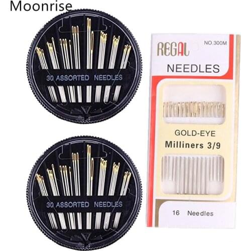 16 30 Count Assorted Hand Sewing Needles Gold Eye Embroidery Needles