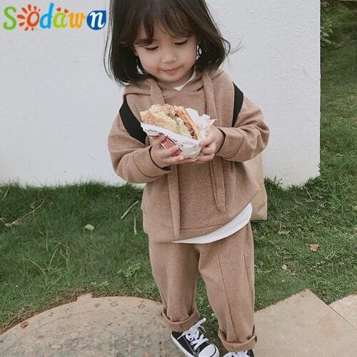 Sodawn 2019 Spring Autumn New Cotton Children Clothing Cartoon Girl Balloon Pattern+Trousers 2PCS Baby Girls Clothing Suit