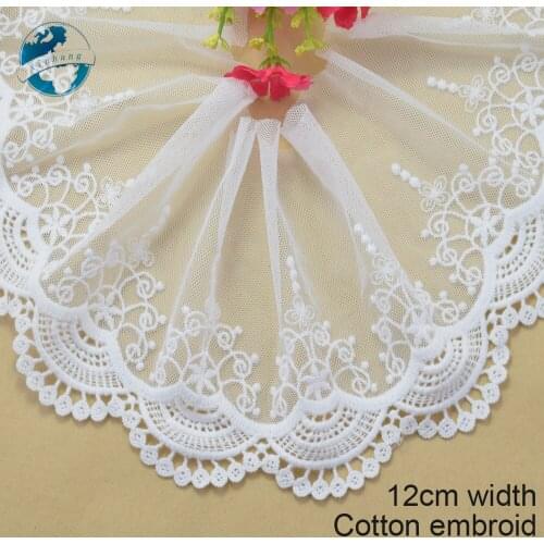 3yards 12cm white lace embroid sewing ribbon guipure lace african lace fabric trim warp knitting DIY Garment Accessories#2636