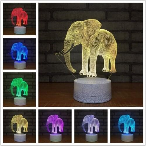 3D LED Night Light Elephant 7 Colors Light Home Decoration Table Lamp Amazing Visualization Optical Illusion 3D Lamp