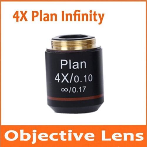 4X 4 Times Infinity Plan Achromatic Objective Lens for Educational Lab School Olympus Biomicroscope Biological Microscope 20.2mm