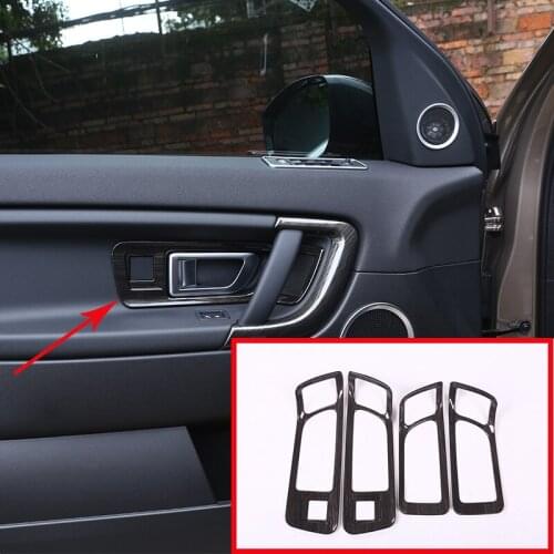 4 Pcs For Land Rover Discovery Sport 2015 2016 2017 Interior Door Handle Frame Cover Trim Car Accessories Black Wood Grain