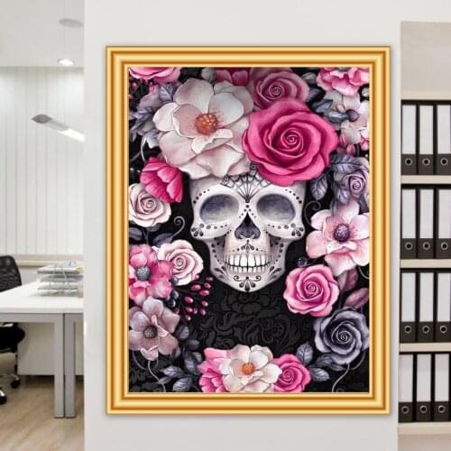 5D DIY Diamond Painting Fantasy Rose Skull Cross Stitch Kits Full Drill Square Embroidery Mosaic Art Picture Rhinestones Decor