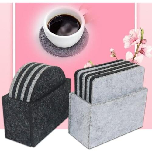 8Pcs Felt Round Square Hexagon Shape Heat Insulated Cup Mat Coaster Table Decor Housewarming Gift