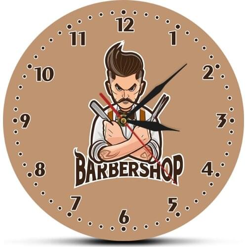 Cartoon Character Barber Shop Acrylic Wall Clock Room Decor Modern Wall Clock Fashion Barber Salon Advertising Time Watch