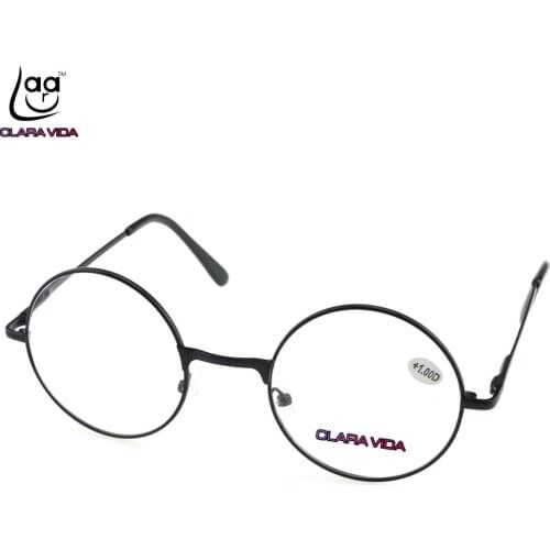 = CLARA VIDA = Classic Vintage Retro Round Spring Legs HD Super Light Men Women Reading Glasses +1.0 +1.5 +2.0 +2.5 +3 +3.5 +4
