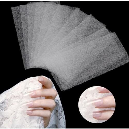 10pcs Silk Fiberglass Nail Extension Nail Art Forms Clips Non-woven Silks UV Gel For Building Fiberglass Nails French Manicure