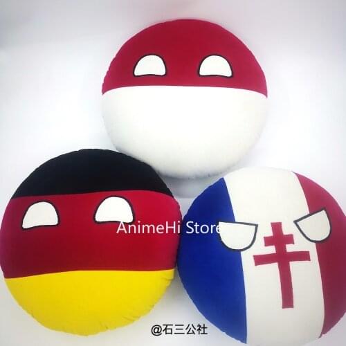 France Germany Poland Ball Pillow Doll POL DEU FRA countryballs plushies Cosplay Polandball Hand embroidery Plush Toy Gift 30CM