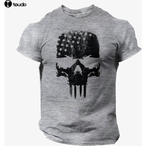 Skull T-Shirt USA Warrior Flag Distressed Military